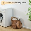 LGENHOOM Round Water Hyacinth Laundry Hamper with Lid Handwoven Wicker
