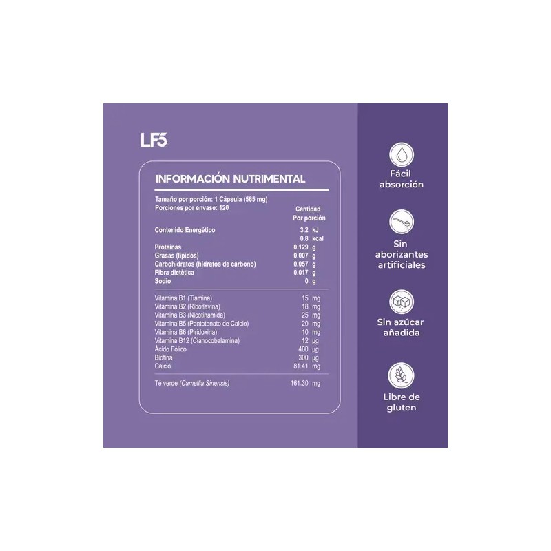 Complejo B Lifeed5 120 Cápsulas Suplemento Multivitamínico Sabor No saborizado