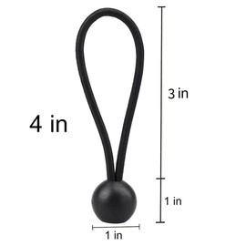 AOPRIE 30 Pack Bungee Balls, Black Ball Bungee Heavy Duty Heavyweight 4 inches Tarp Bungee Cords, Weather Resistant Tie Down Strap 4mm Thickness - for Camping, Tents, Cargo, Holding Wire and Hoses