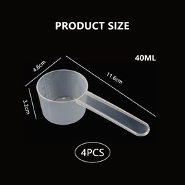 JAMAKALA 4Pcs Measuring Spoons, 20g 40ml Transparent Plastic Measuring Spoon, Scoop for Powder, Protein Scoop, for Kitchen Utensils, for Powder Coffee