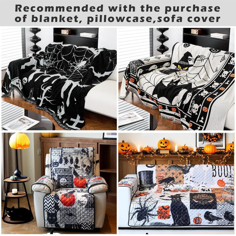 Cmfshape King Size Quilt Set Thanksgiving,Fall Pumpkin Pattern Printed Bedding
