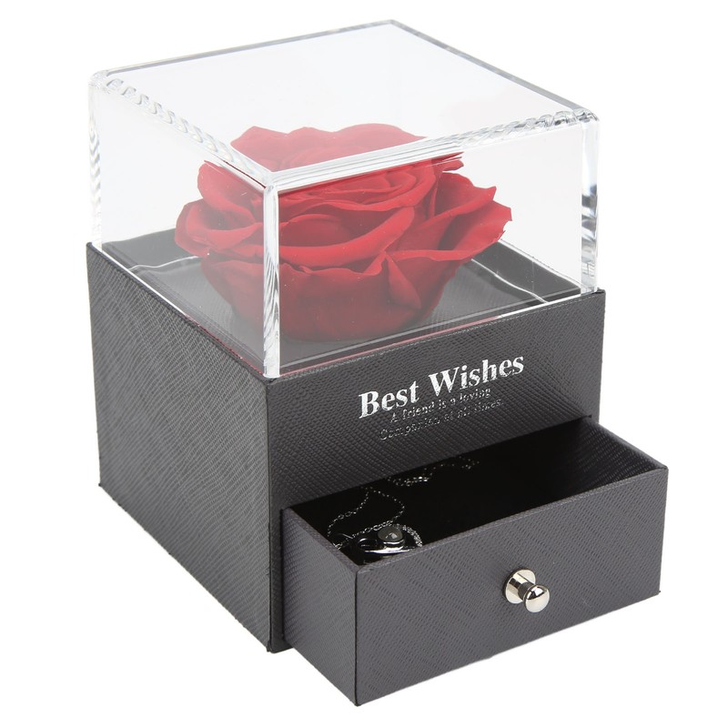 Necklace with Rose Gift Box Exquisite Appearance Preserved Flower Gift