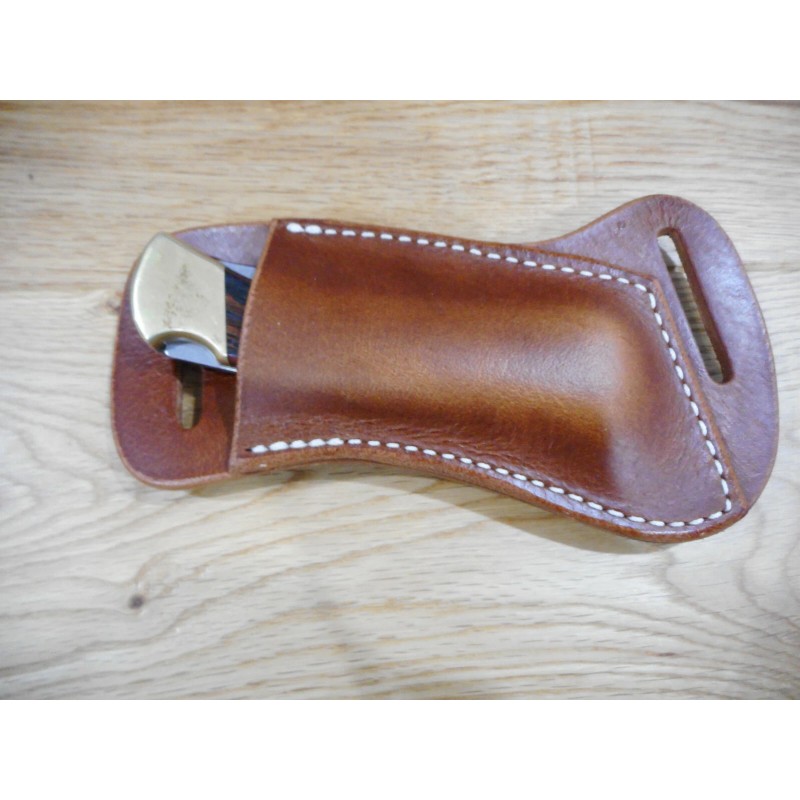 Cross Draw Buffalo leather knife sheath Golden Brown. fits a