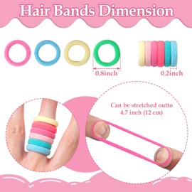 CÉLLOT 300PCS Elastic Hair Ties, 2cm Diameter Seamless Nylon Bands, Normal Ponytail Holders for Toddlers Infants and Women