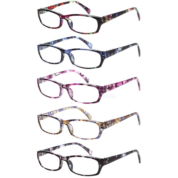 Kerecsen Reading Glasses 5 Pairs Fashion Ladies Readers Spring Hinge
