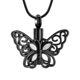 Butterfly Urn Necklace for Ashes Stainless Steel Keepsake Memorial Urn Locket for Ashes Cremation Jewelry