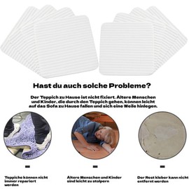 lohill Carpet Gripper, Non-Slip Mat, Pack of 8, Double-Sided Anti-Curling Rug Gripper, Washable and Reusable, Non-Slip Carpet Handle for Hardwood Floors, 10 x 10 cm Rugs and Mats