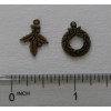 Unbranded Brass charms - Christmas Wreath & Holly - 1