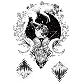 Full Moon Waterproof Temporary Tattoo, Realistic Tattoo Sticker for Men Women Boy Girl, Fake Tattoos 21 x 15cm