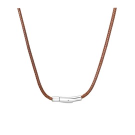 HSWYFCJY Mens Leather Necklaces Brown Braided Rope Necklace with 316L Stainless Steel Clasp 3 mm Cord Chain 18 Inch Birthday Gift for Men Women