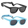 HXS 2-Pack Polarized Toddler Sunglasses with Strap for 0-24 Months,Black