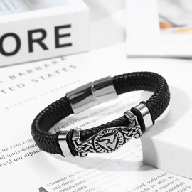 Cupimatch Men's Stainless Steel Biker Bracelet, Large Width, Stainless Steel Bicycle Chain, Motorcycle Chain, High Gloss Polished Rock Bangle, Leather, No Gemstone