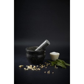 Cole & Mason 5.5-inch Granite Mortar & Pestle - Unpolished Stone Mortar & Pestle for Kitchen - Small Grinding Bowl for Herbs and Spices - Black, 8 pounds