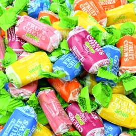 Sour Fruit Chews Assorted Candy Mix, 5 Tangy Flavors, Sour Tootsie Roll Taffies, Gluten Free & Peanut Free, Perfect For Parties & Goody Bags, 1 Lb Resealable Bag