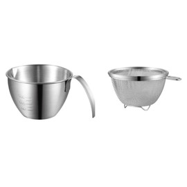 2 pcs Stainless Steel Colander Set,rice washing bowl and strainer multifunctional stainless steel basin washing bowl drain basket Colander Strainer Bowl