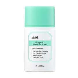 Klairs All-day Airy Mineral Sunscreen, 1.2 oz (35 g) - SPF50+PA+++ Sunscreen, UV Rays, Tone Up, Skin Tone Correction, Norfunde, Makeup Base, Hypoallergenic, Sensitive Skin, Non-Comedogenic, Face, Acne, Whitening