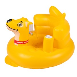 Baby Seat Inflatable Infant Floor Seat Toddler Chair Support Sitting Up Built in Air Pump with Tinkling Bells for 5-36 Months Home and Travel (Yellow)