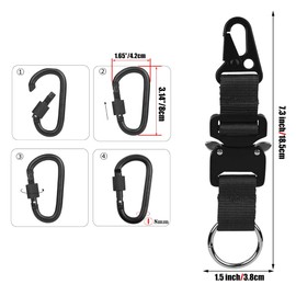 aYrap military stainless steel tactical keychains for men, quick release keychain key clip for belt EDC Gear accessories with HK Clip Heavy Duty Carabiner Include Black