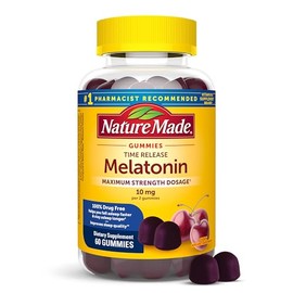 Nature Made Gomitas de melatonina de liberación temporal de 10 mg por porción, dosis de máxima fuerza para adultos, 100% libre de drogas, 60 gomitas, 