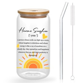 TAGDANK Thank You Gifts Sunshine Gifts for Women Appreciation Gifts for Women Thank You Cups with Lids and Straws Inspirational Gifts for Coworkers Friends Mom, 16 Oz Tumbler