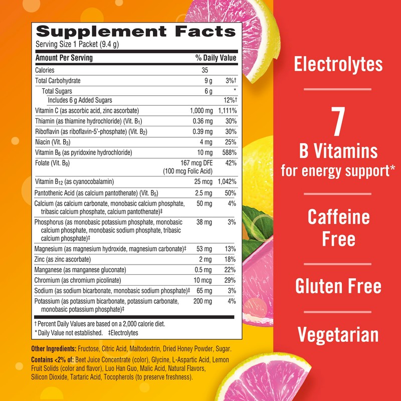 Emergen-C 1000mg Vitamin C Immune Support Powder Pink Lemonade 30CT