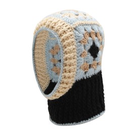 ZLYC Winter Knitted Winter Hat Windproof Hooded Scarf Balaclava Beanie Hat for Women (Crochet Blue)