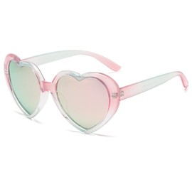 WZWLKJ Heart Sunglasses for girls Polarized UV 400 Protection Love Heart Sunglasses Vintage for Outdoor Beach Age 3-10 Years