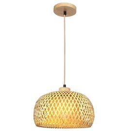 EcoGehen Vintage Rattan Lamp Pendant Light E27 Boho Lampshade Bamboo Pendant Light Bedroom Wooden Basket Lamp Dining Table Lamp Living Room Lamp Hanging Basket Ceiling Lamp Dining Room