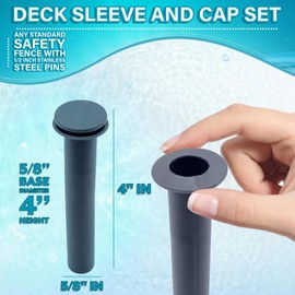 Poolzilla 10-Pack Gray Sleeve and Cap Set for Pool Safety Fence | Compatible with Life Saver Pool Fence DIY - 5/8'' Base Diameter and 4'' Height | for use on Concrete, Pavers, Deck, Ground