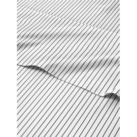 4 Piece Striped Sheets for King Size Bed – Luxury Flat Sheet 105 x 102, Fitted Sheet 78 x 80 and 2 Pillowcases 20 x 40 – Deep Pocket, Ultra-Soft, Black and White Sheets – Oeko-TEX Stripe Sheet Set
