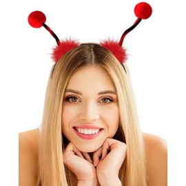 Hatstar Hatstar Marienkäfer Haarreif mit Fühlern | Strinband, Haarband mit Bommeln für Kinder und Erwachsene | Glitzer Accessoire zu Karneval und Fasching