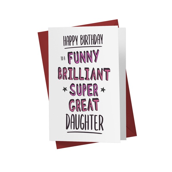 Karto Large 5.5 x 8.5 Inch Happy Birthday Card for Daughter, Blank Inside or with Custom Message, Premium 325gsm Cardstock, Red Envelope