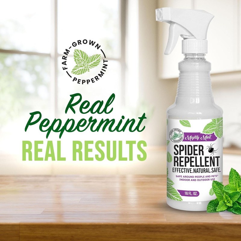 Mighty Mint Peppermint Oil Spider Repellent Spray with Microfiber Cloth