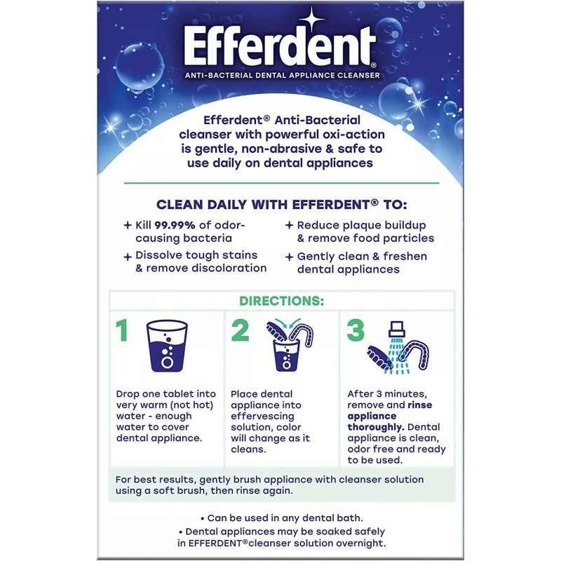 NEW Efferdent Retainer & Denture Cleaner Tablets Minty and Fresh