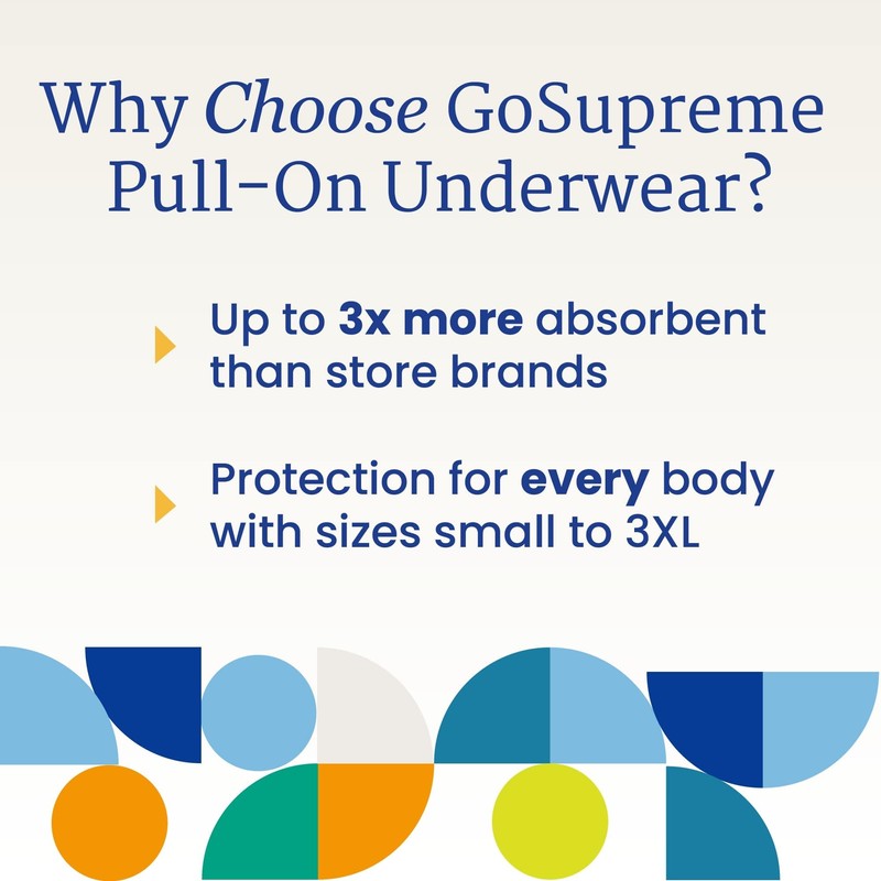 NorthShore GoSupreme Overnight Incontinence Underwear, 8-Hour Pullup Style, Medium, 56
