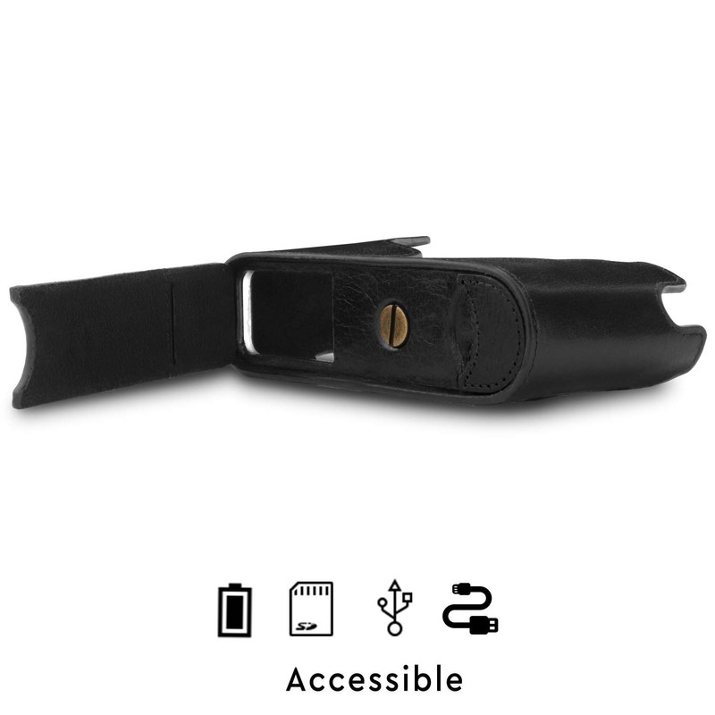 MegaGear Ever Ready Echtleder Kamera-Halbtasche mit Trageriemen für Leica CL
