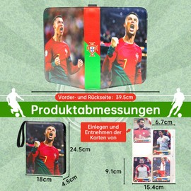 COQOYO Football Cards Scrapbook 4 Pockets Football Trading Cards Album with Zip Carry Handle and 50 Sleeves, 400 Cards Collector's Folder Collector's Book Book Book Folder