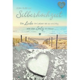 bsb Wedding Card Greetings Card for Silver Wedding Anniversary - Salt in The Sea - Silver Envelope