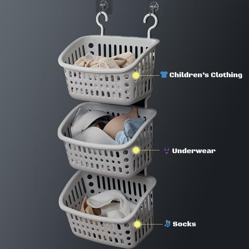 Hanging Bathroom Storage Basket – Wall-Mounted Plastic Organizer Bin for
