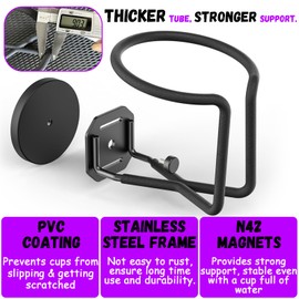 SKNOOY 1 Pack Magnetic Cup Holder Magnetic Drink Holder Heavy Duty，Magnet Truck Cup Holders, Strong Magnet Mount Water Bottle Holders for Tractor Fridge Yacht RV Forklifts Bus on Metal Surface