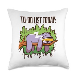 Sleep Mask Sloth Cartoon To-Do List Today Throw Pillow