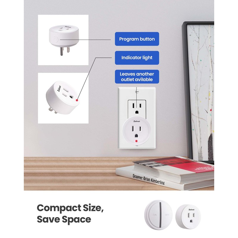 Zoiinet Mini Remote Control Outlet Switch, Portable, Magnetic Suction &