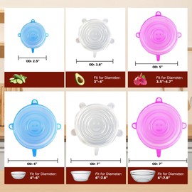 Silicone Stretch Lids 6-Pack Small for Fresh Food Storage - Seal in Flavors, Keep Food Fresh and Reduce Waste (pink)