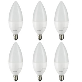 Sunlite LED B13 Decorative Chandelier Light Bulb, 7 Watts (60W=), 500 Lumens, 120 Volts, Dimmable, E12 Candelabra Base, Type B, 90 CRI, ETL Listed, Torpedo Frosted, Title-20, 3000K Warm White, 6 Pack