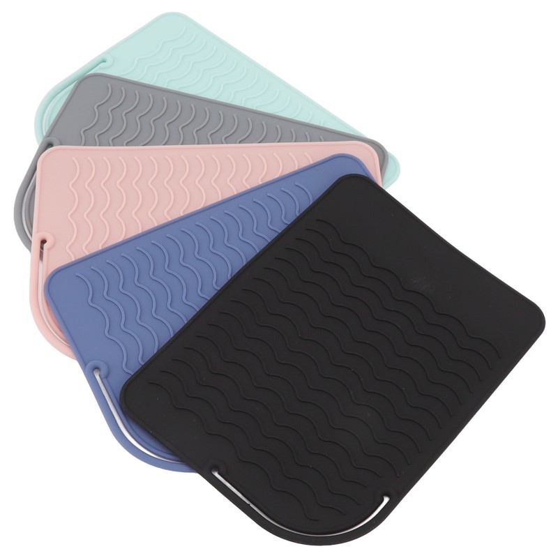 5Pcs Heat Resistant Silicone Mat Pouch for Curling Irons Hair