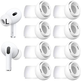 8 Sets Large Size Ear Tips Replacement for AirPods Pro 2nd / 1st Generation, with Noise Reduction Hole, Silicone Eartips Ear Cap 8 Pairs Compatible with AirPods Pro 2 /AirPodsPro 1, White L