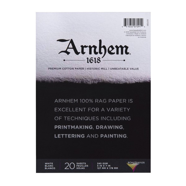 Speedball Arnhem 1618 Printmaking Paper Pad, 5" x 7", White