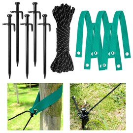 UCandy Heavy Duty Steel Tree Stake Kits with Straps and 50ft Reflective Rope Tree Support Anchoring Kit, Trees Supports for Leaning Tree-Trunk
