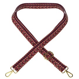 EAZY CASE - Adjustable Bag Strap, Replacement Strap for Handbags, Shoulder Strap for Shoulder Bags, Thin Strap for Bags and Tote Bags, DIY Bag Strap, Zig Zag - Red Brown Metal Gold