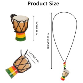 Mini African Drums, Pack of 6 Mini Djembe Drum, African Drum Necklace, Wood, Instrument Necklaces, Djembe Drum, Ideal for Decoration and Gifts (Colourful)